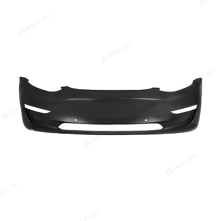 Tesla Model 3 front bumper with ultrasonic parking-sensor holes